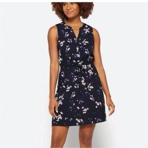 41 Hawthorn Floral Sleeveless Tie Waist Dress Clara Navy Size XL